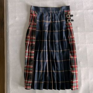 Zara Pleated Plaid Skirt (Long) in XS